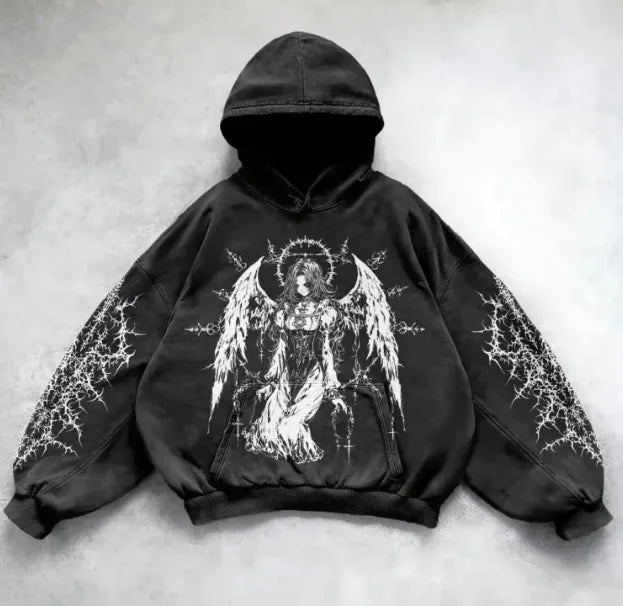 Hooded Printed Hip Hop Y2G Streetwear Sweatshirt