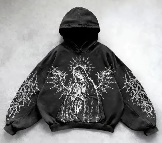 Hooded Printed Hip Hop Y2G Streetwear Sweatshirt