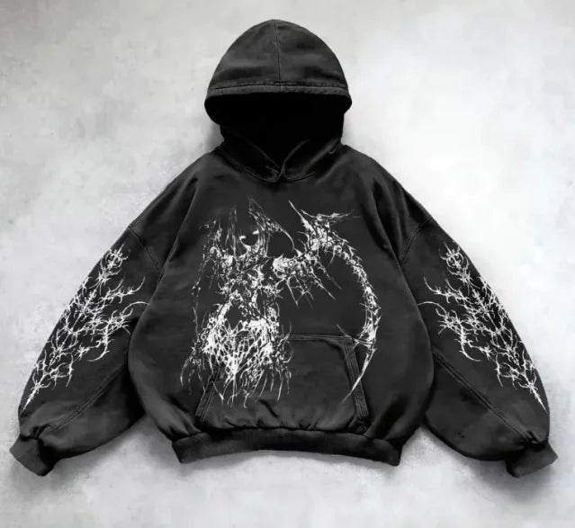 Hooded Printed Hip Hop Y2G Streetwear Sweatshirt