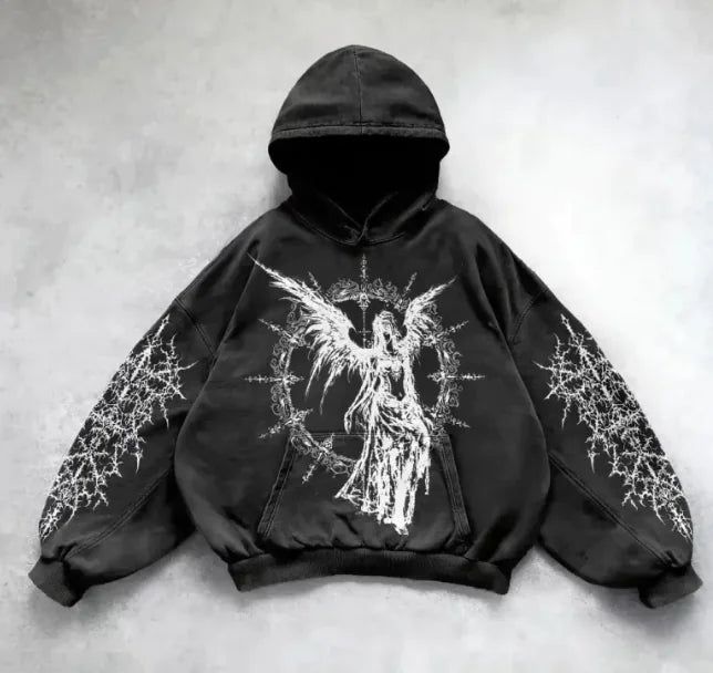 Hooded Printed Hip Hop Y2G Streetwear Sweatshirt